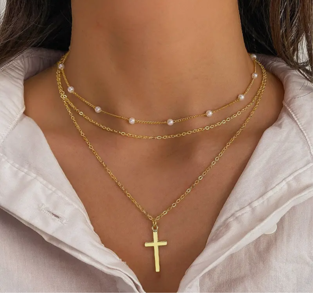 Trio Cross Necklace