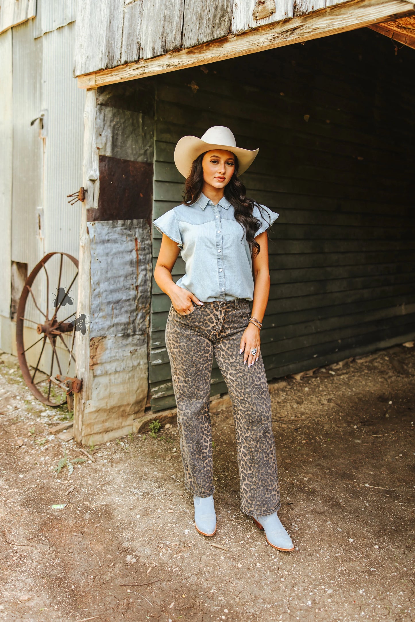 Dainty Denim Light Button Up Blouse